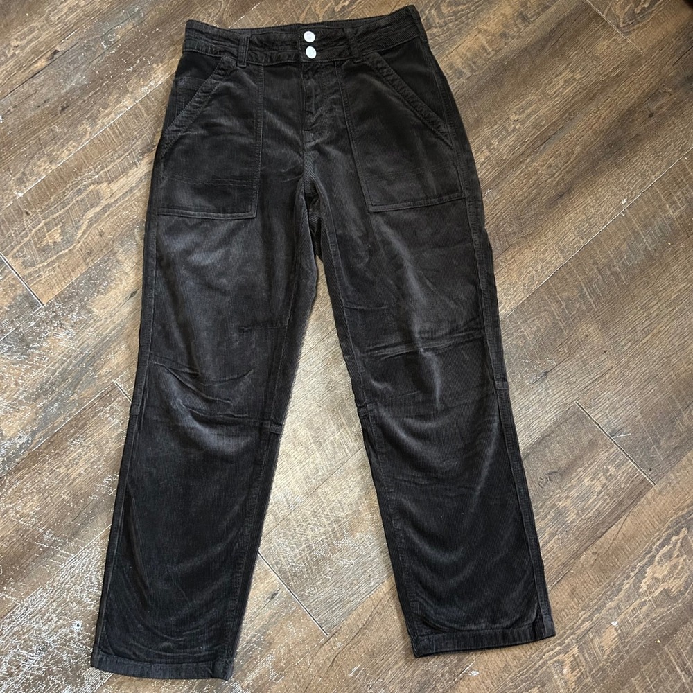 Pilcro Anthropologie Black Corduroy Utility Straight Leg Pants Size 26 High Rise